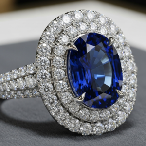 The "Orion" Sapphire & Diamond Halo Ring (Replica)