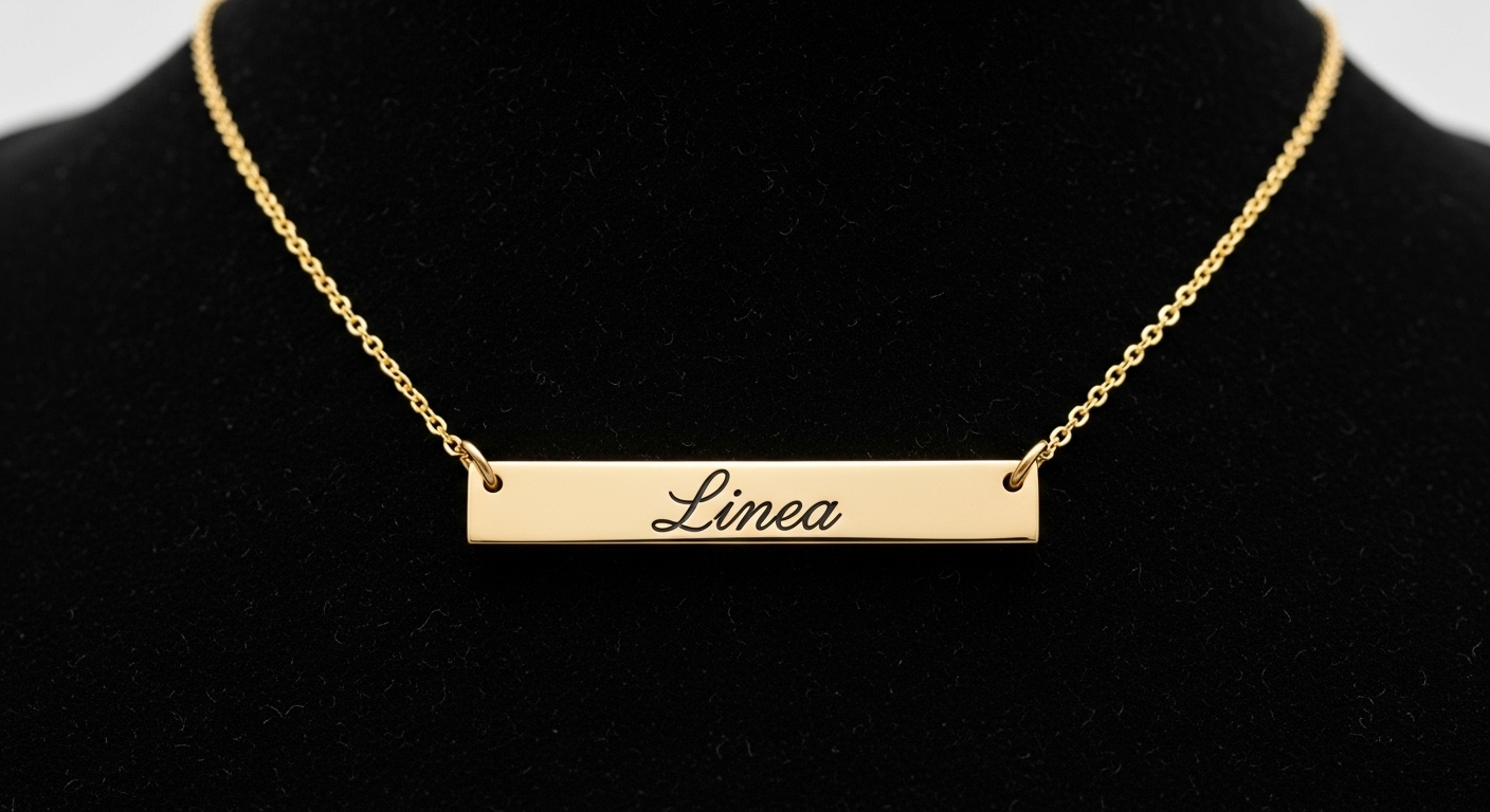The "Linea" Engravable Gold Bar Necklace (Replica)
