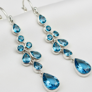 The "Cascade" Blue Topaz Drop Earrings (Replica)