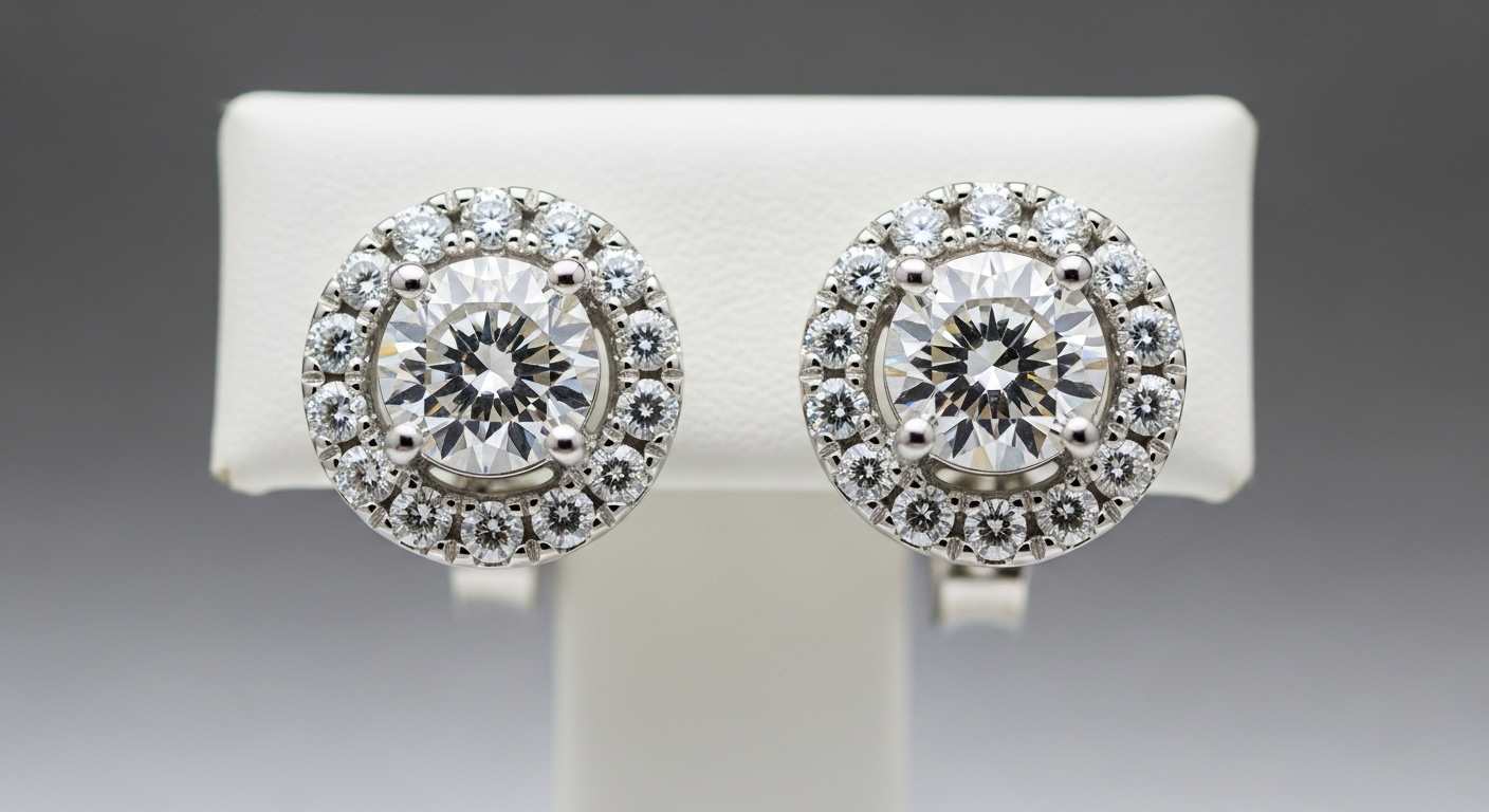 The "Aura" Diamond Halo Stud Earrings (Replica)