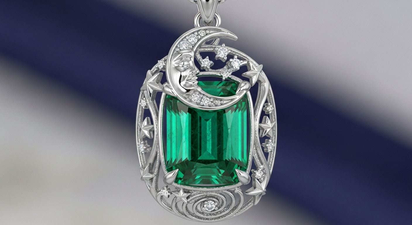 The "Celestial" Emerald Birthstone Pendant (Replica)